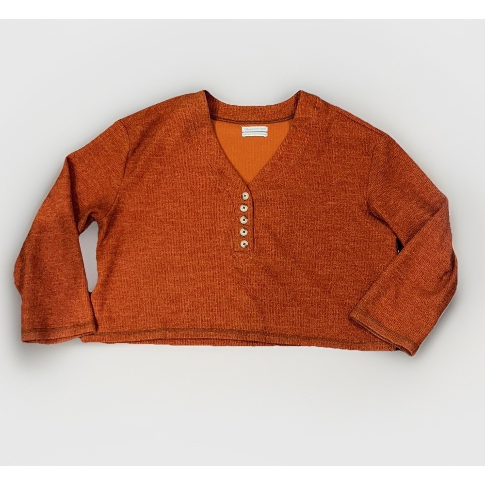 Urban Outfitters Rust-Orange Boxy Fit Button V Neck Sweater Size Medium (M)